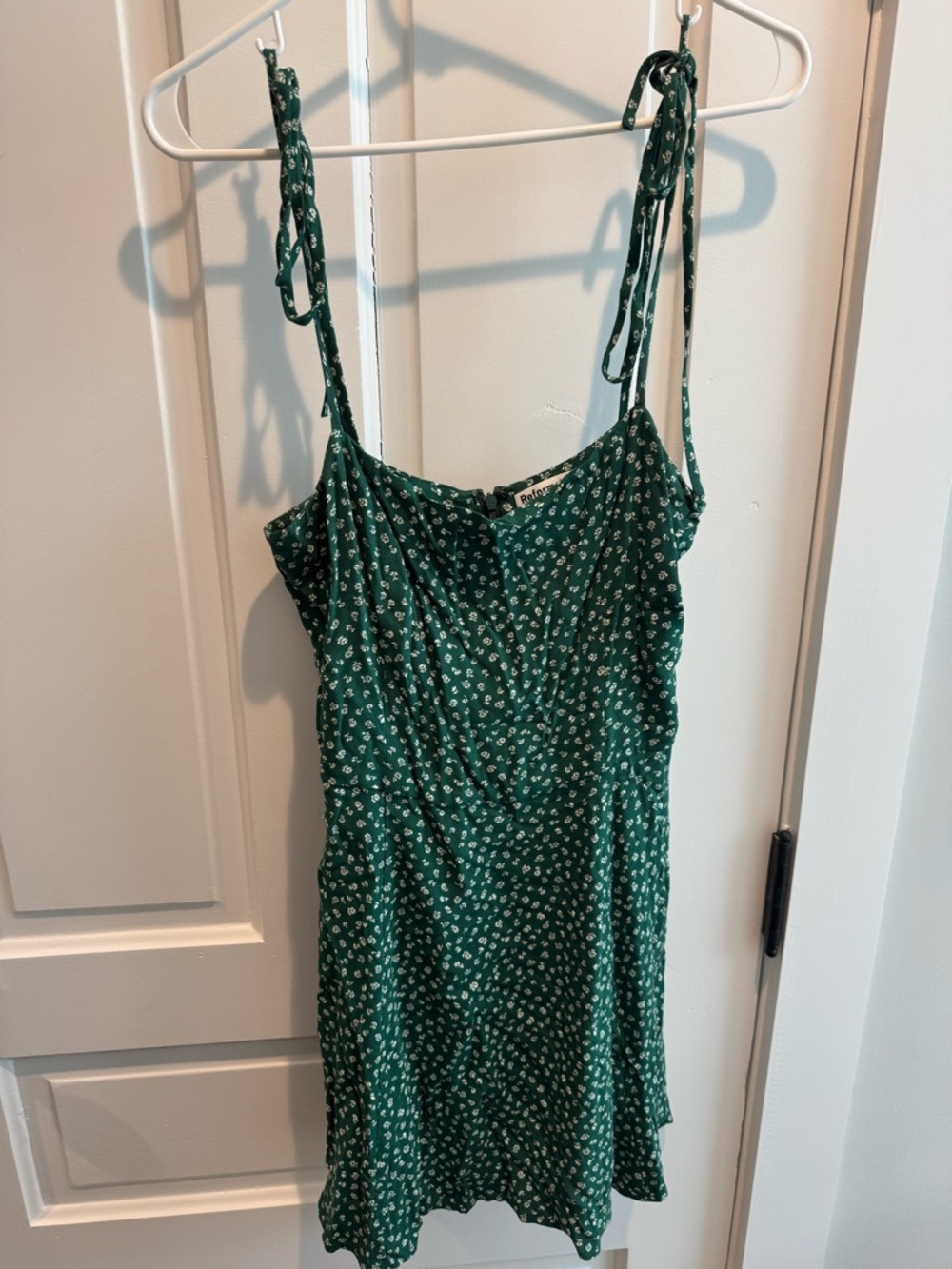 Reformation Green Floral Tie-Strap Sundress